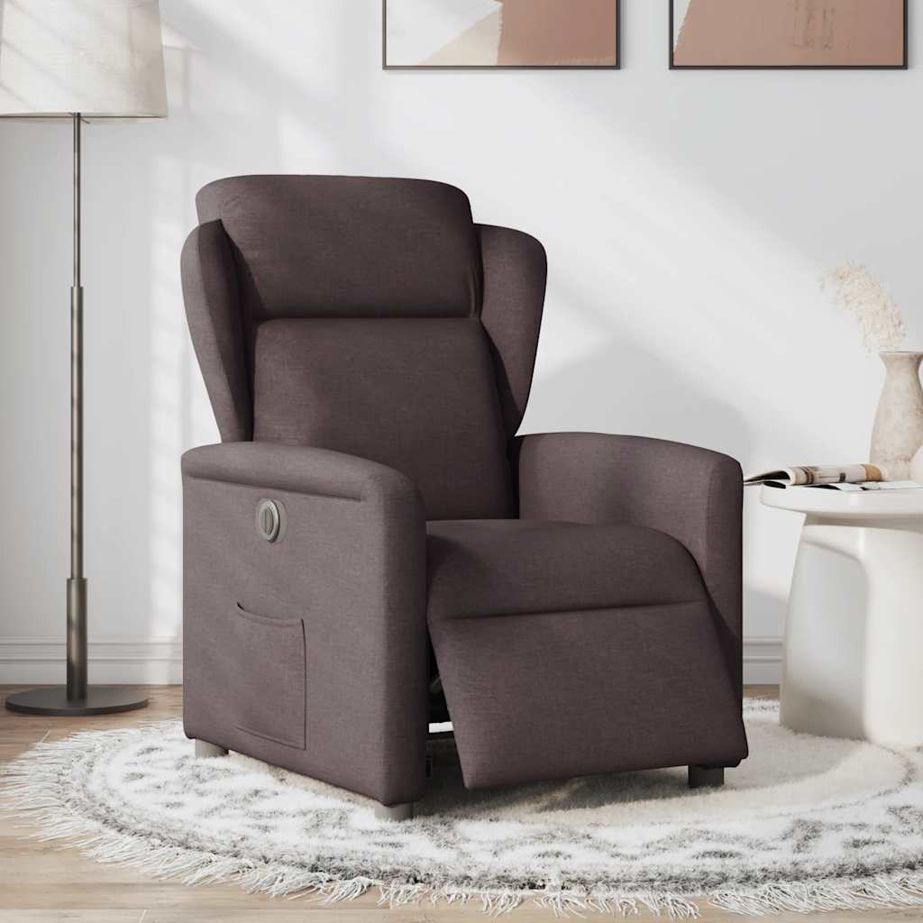 Fauteuil inclinable électrique Marron foncé Tissu
