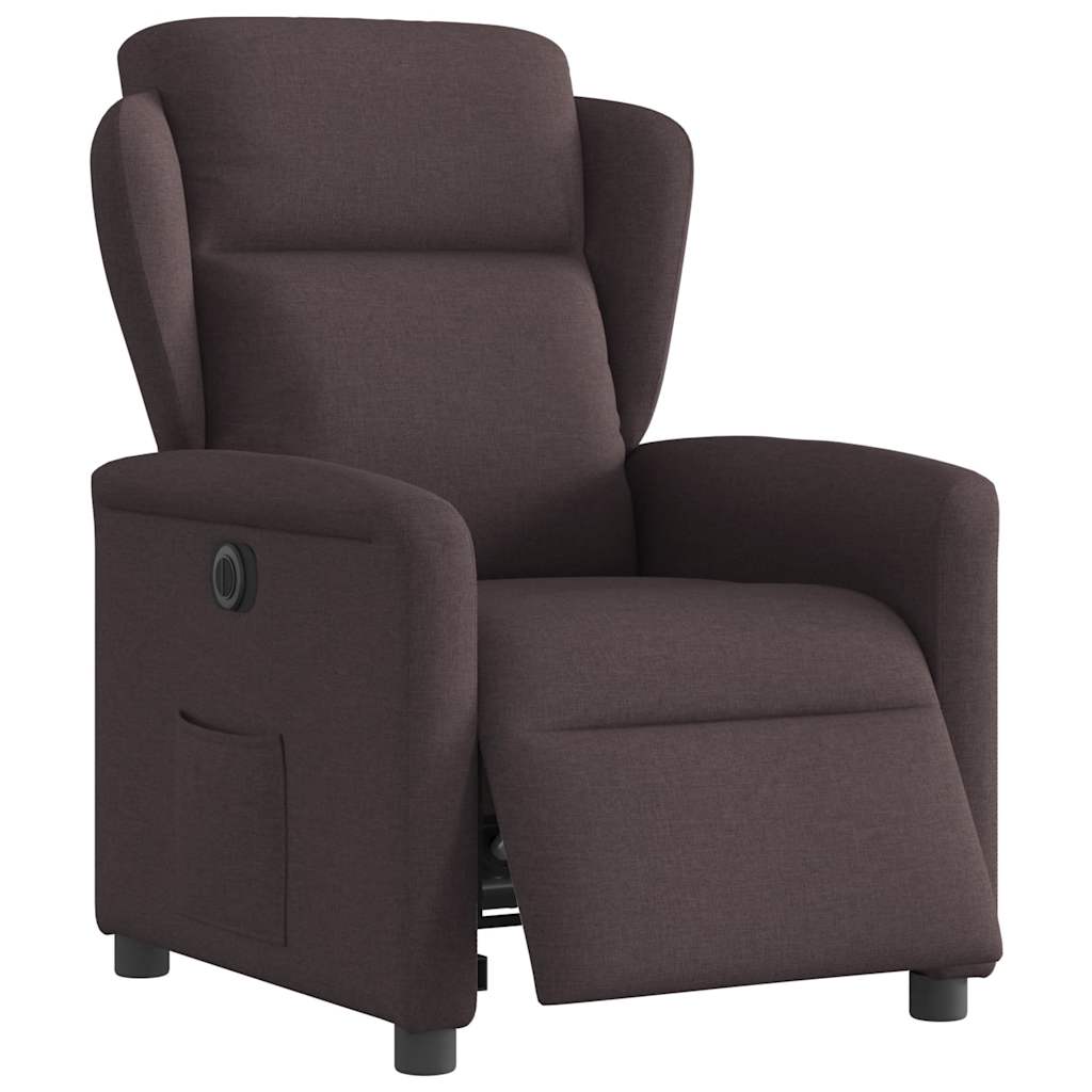 Fauteuil inclinable électrique Marron foncé Tissu