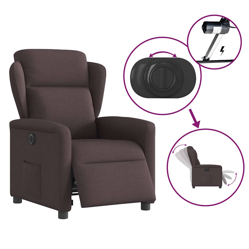 Fauteuil inclinable électrique Marron foncé Tissu