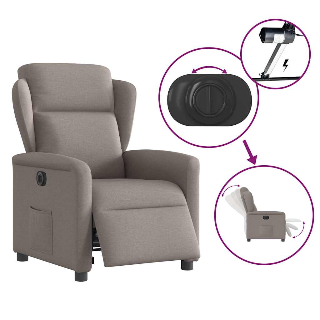 Fauteuil inclinable électrique Taupe Tissu