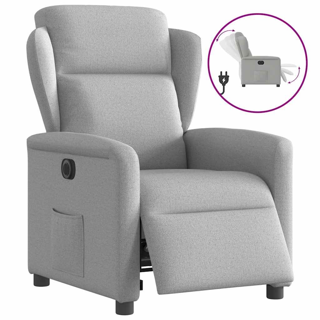 Fauteuil inclinable électrique gris nuage tissu