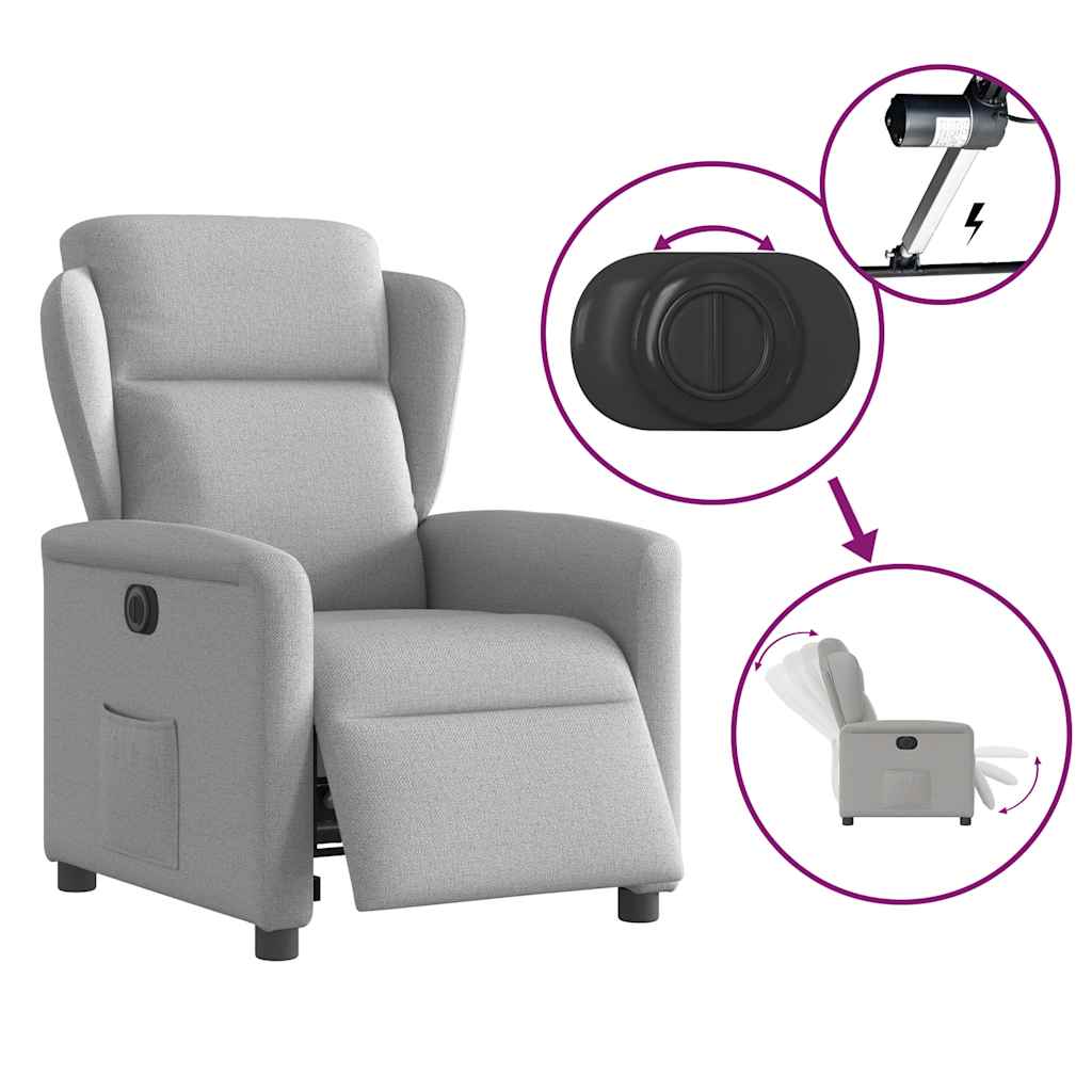 Fauteuil inclinable électrique gris nuage tissu