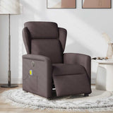 Fauteuil de massage inclinable électrique Marron foncé Tissu