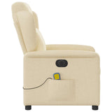 Fauteuil inclinable de massage électrique crème tissu