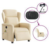 Fauteuil inclinable de massage électrique crème tissu