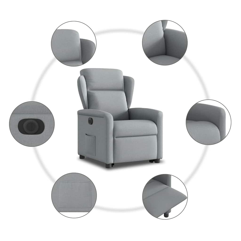 Fauteuil inclinable électrique gris clair tissu