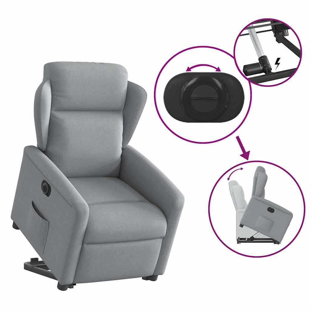 Fauteuil inclinable électrique gris clair tissu