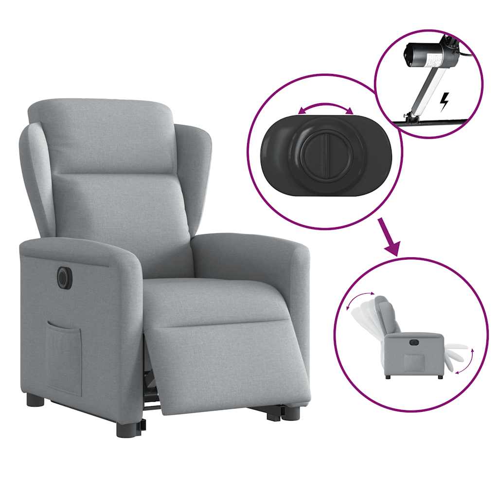 Fauteuil inclinable électrique gris clair tissu