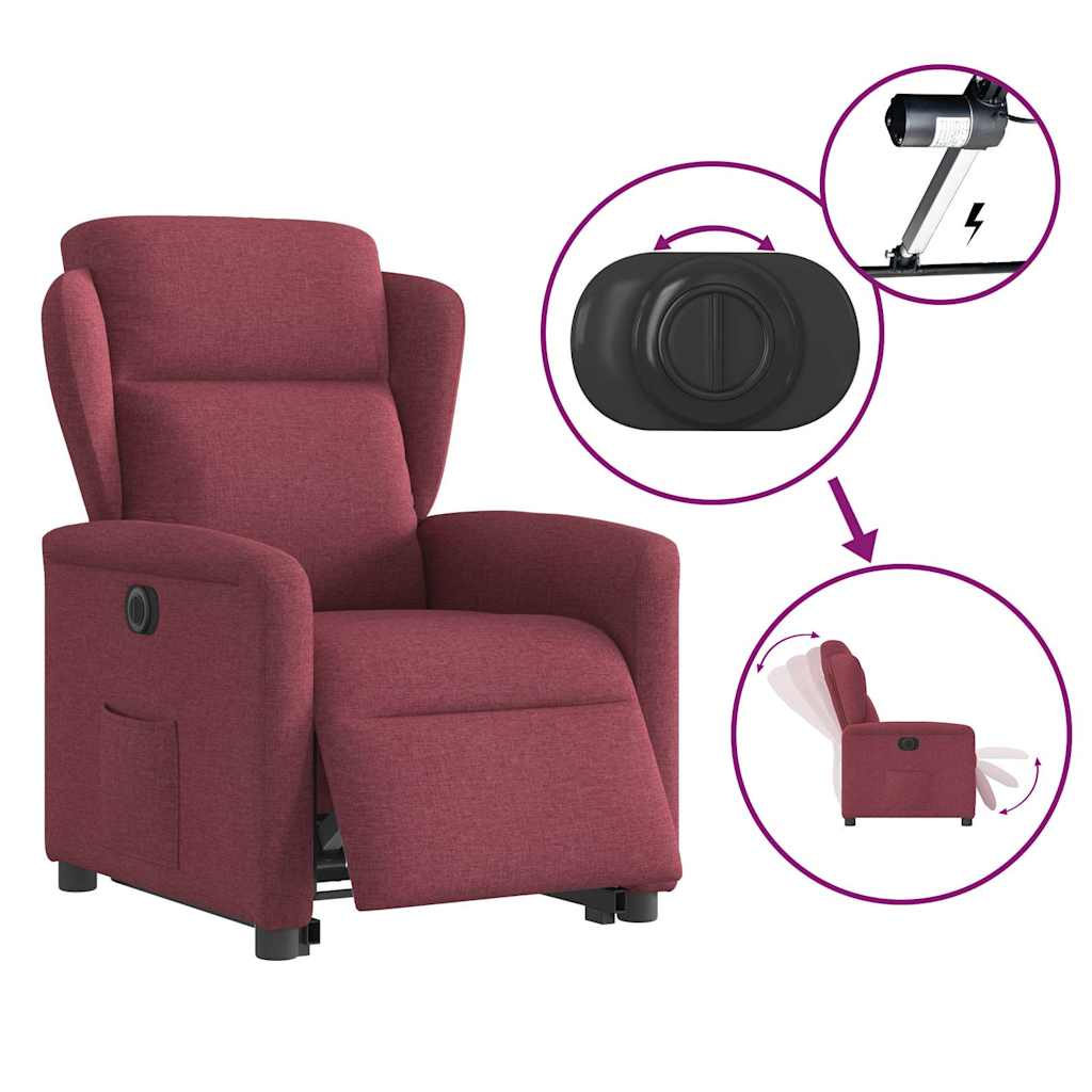 Fauteuil inclinable électrique rouge bordeaux tissu