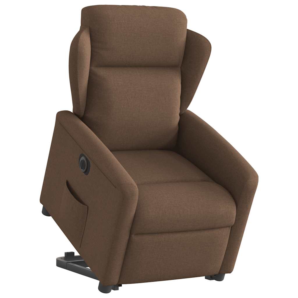 Fauteuil inclinable électrique marron tissu