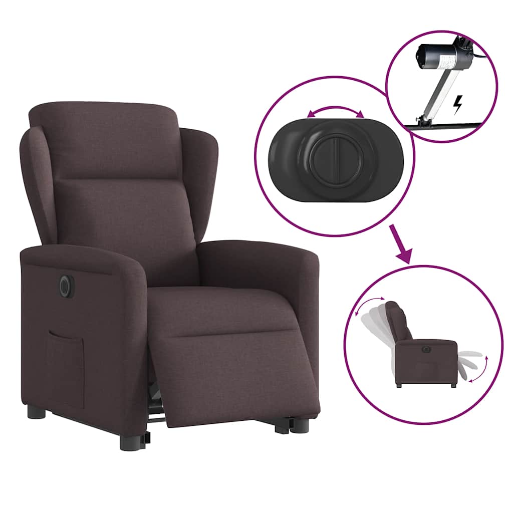 Fauteuil inclinable électrique marron foncé tissu