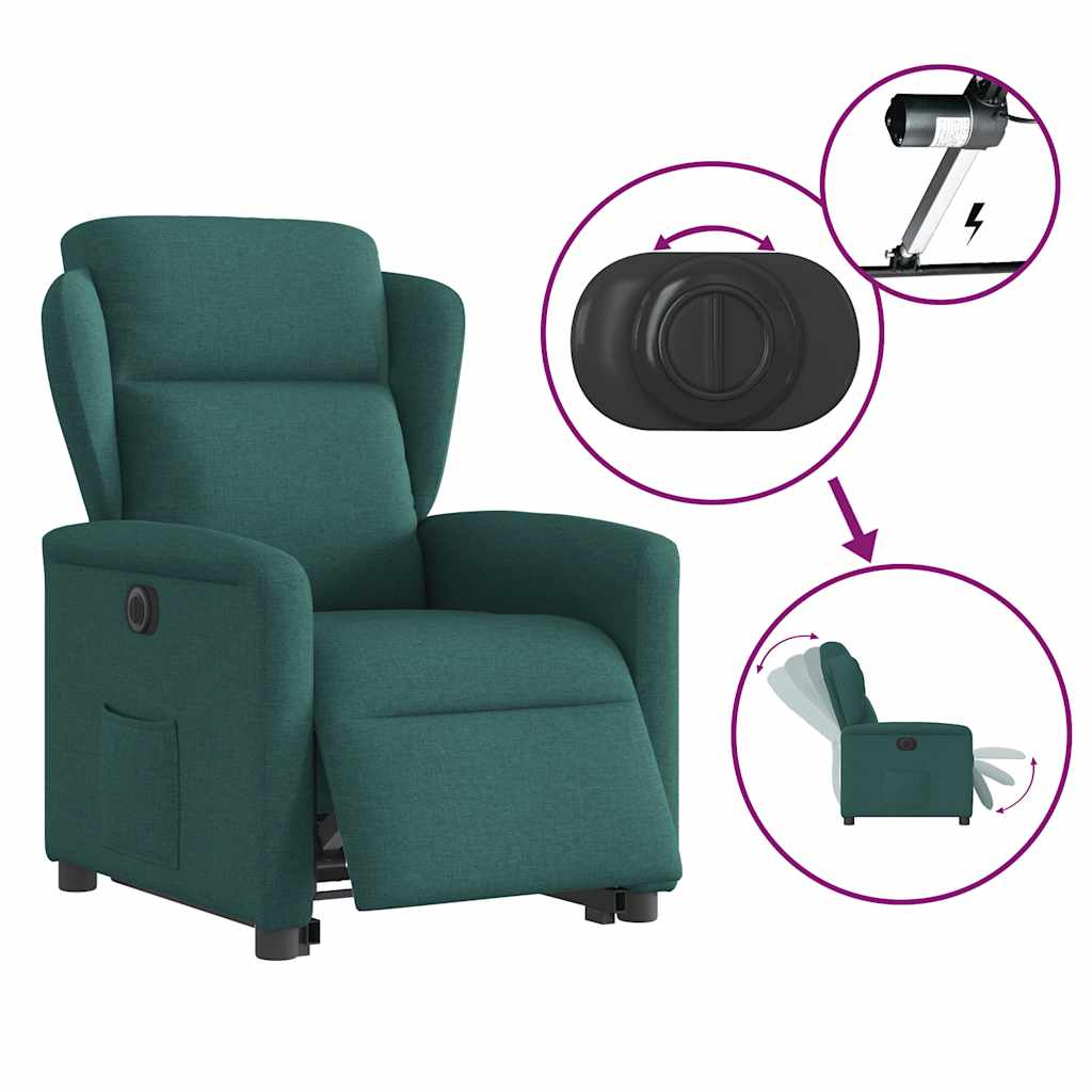 Fauteuil inclinable électrique vert foncé tissu