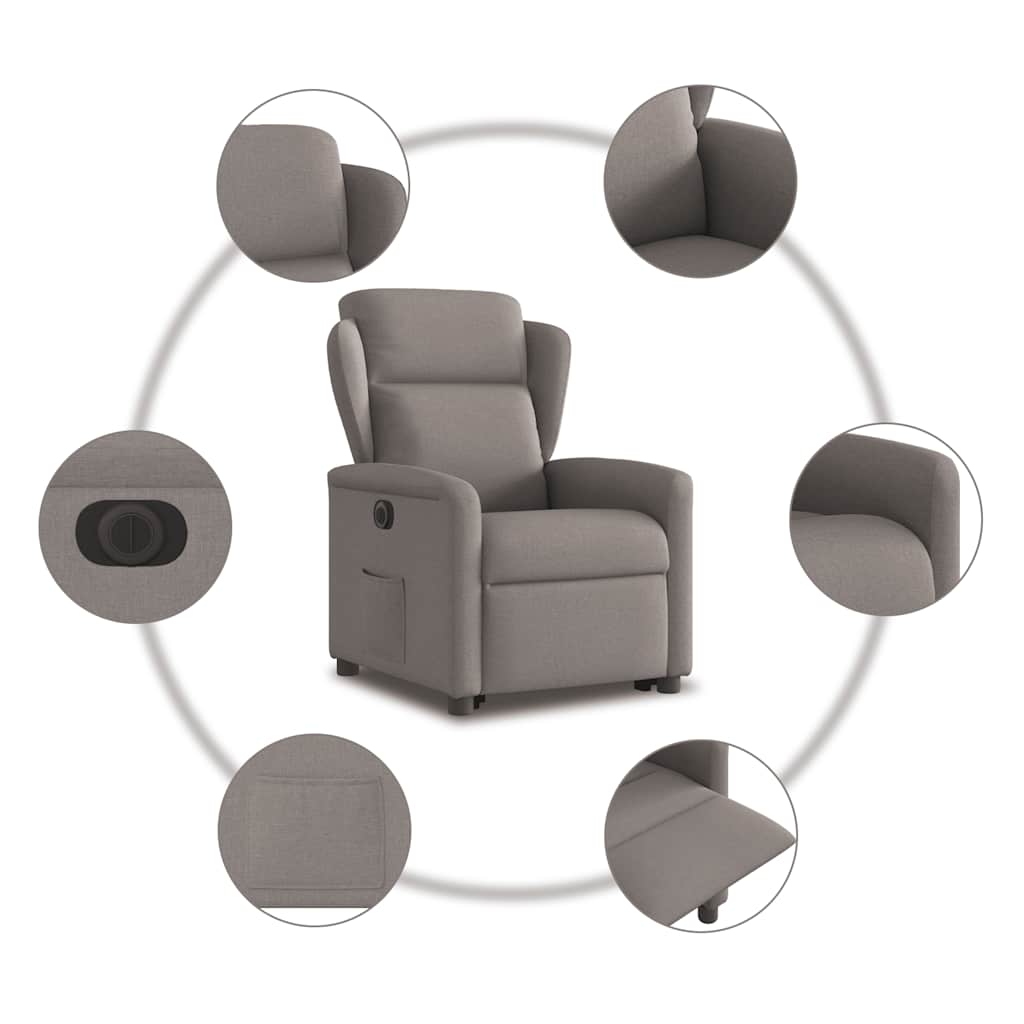 Fauteuil inclinable électrique taupe tissu