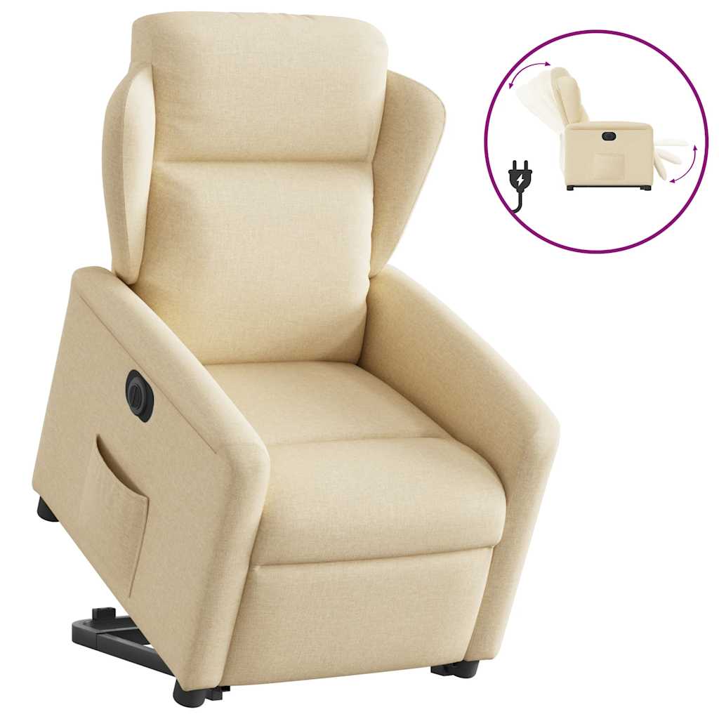Fauteuil inclinable électrique crème tissu
