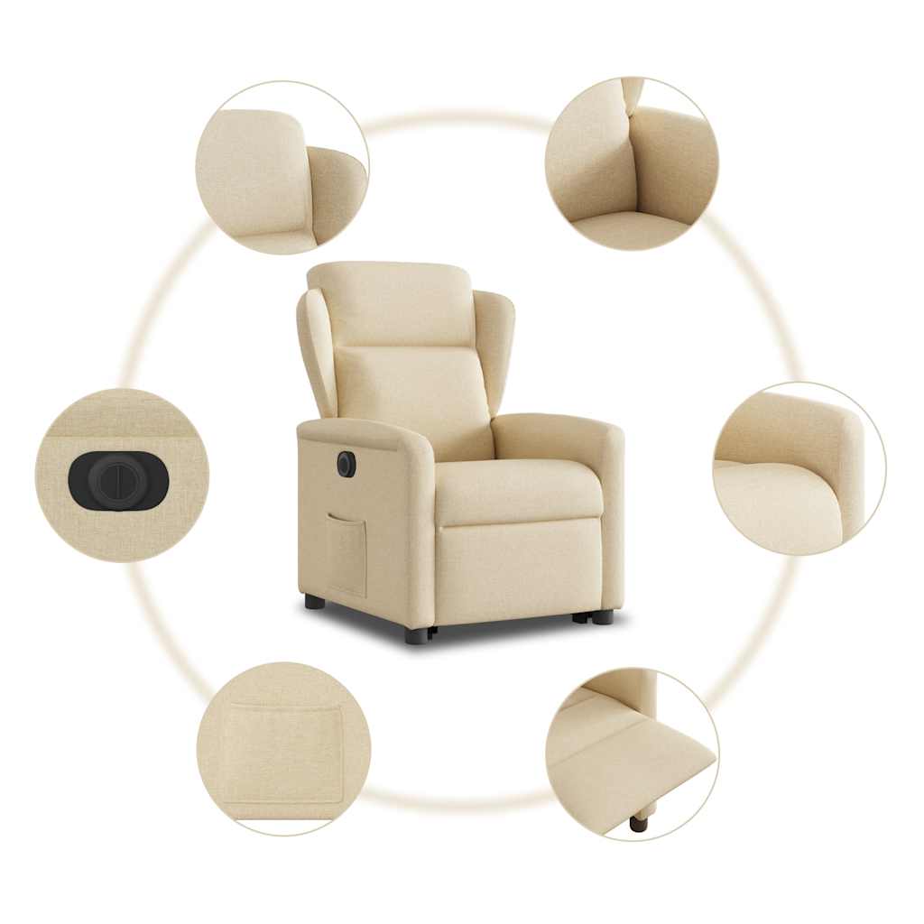 Fauteuil inclinable électrique crème tissu