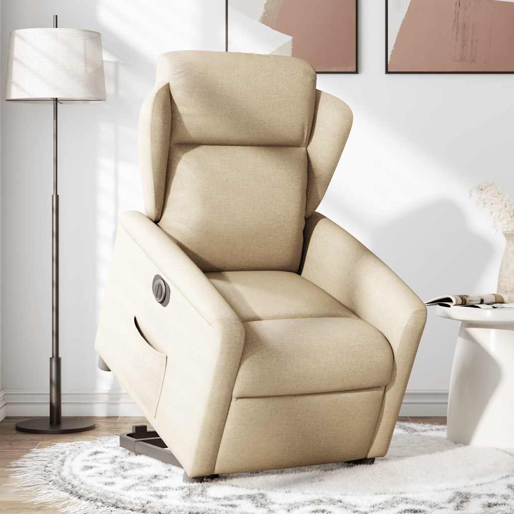 Fauteuil inclinable électrique crème tissu