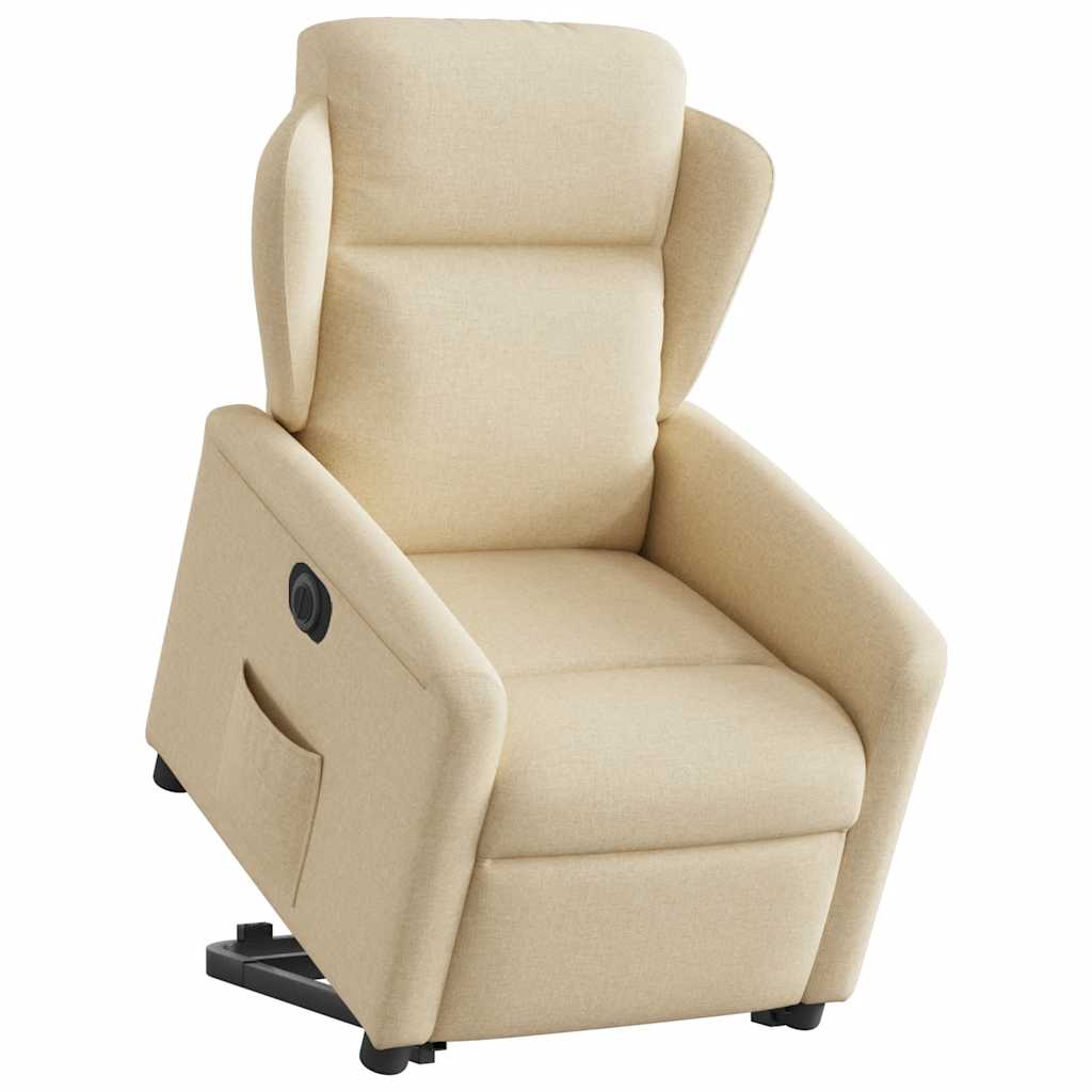 Fauteuil inclinable électrique crème tissu