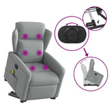 Fauteuil inclinable de massage électrique Gris clair Tissu