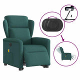 Fauteuil inclinable de massage électrique Vert foncé Tissu