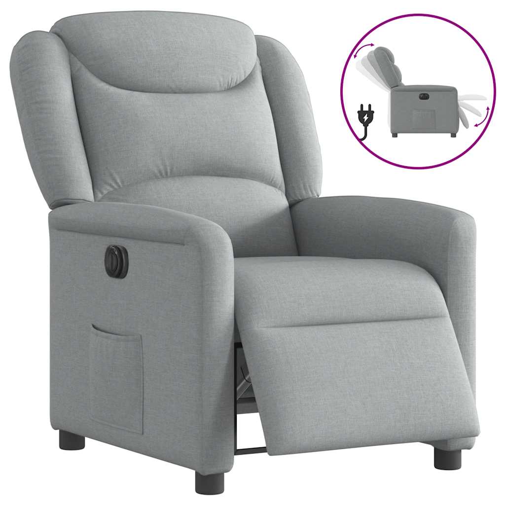 Fauteuil inclinable électrique Gris clair Tissu