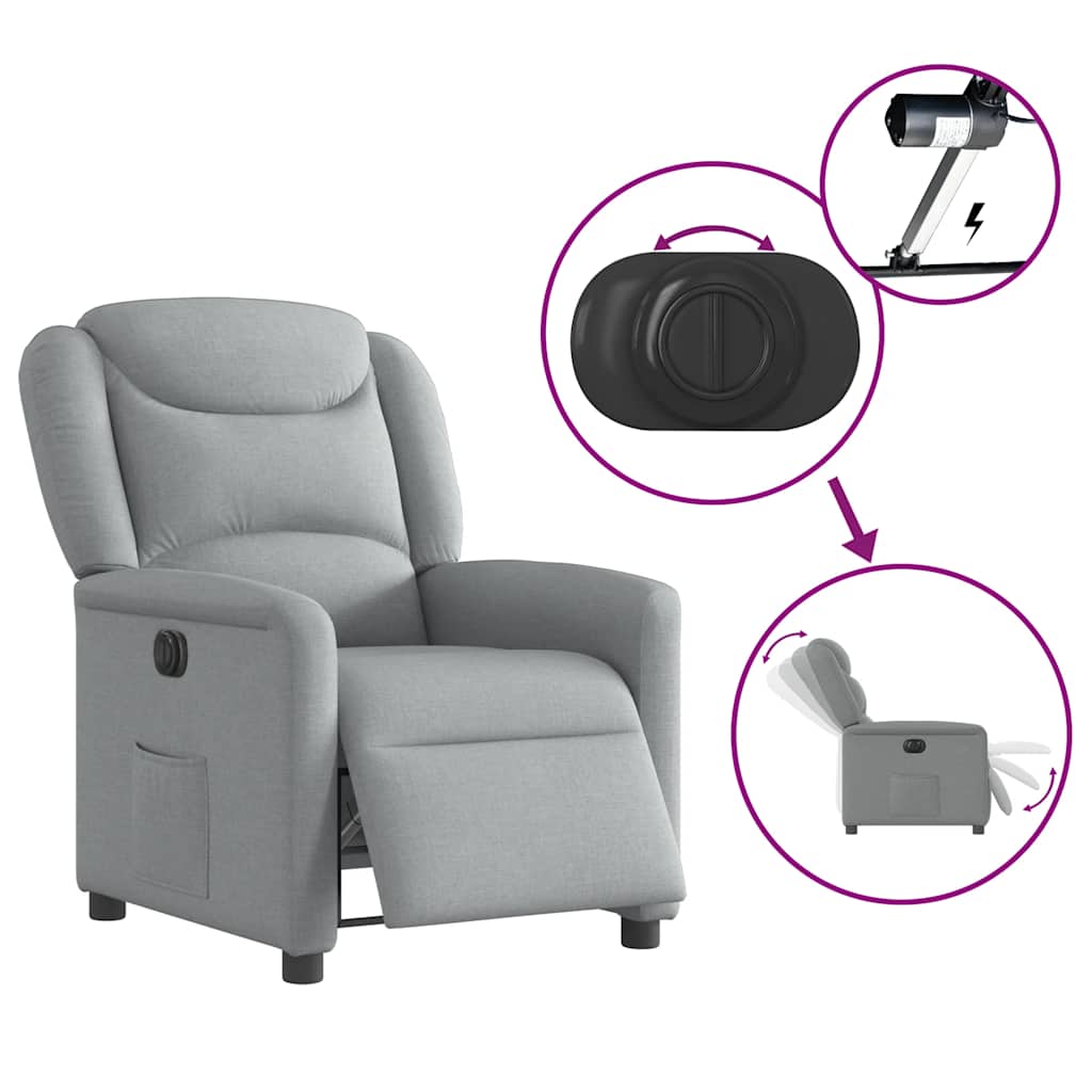 Fauteuil inclinable électrique Gris clair Tissu