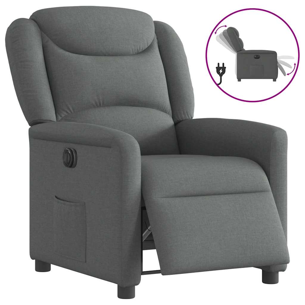 Fauteuil inclinable électrique Gris foncé Tissu