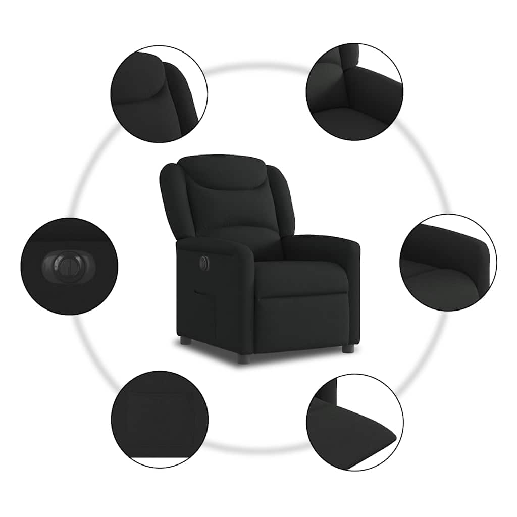 Fauteuil inclinable électrique Noir Tissu