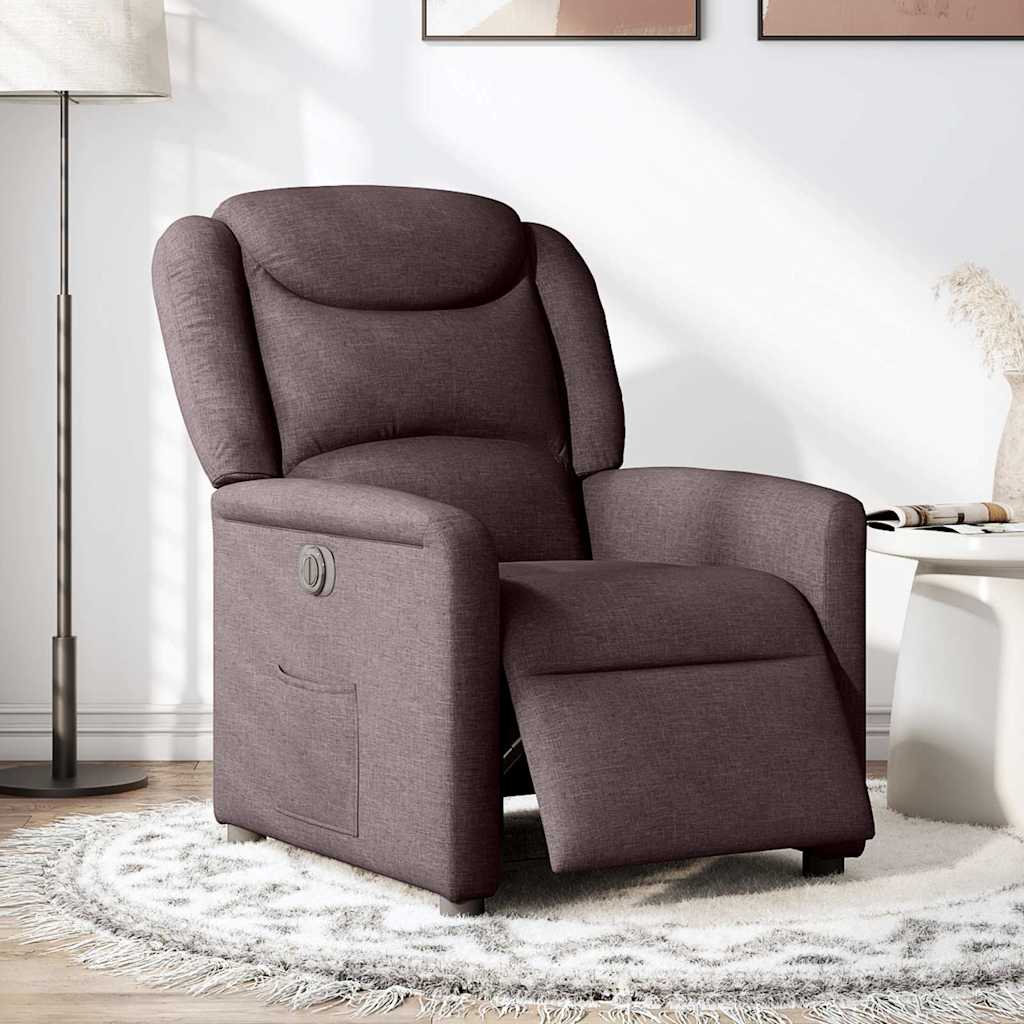 Fauteuil inclinable électrique Marron foncé Tissu