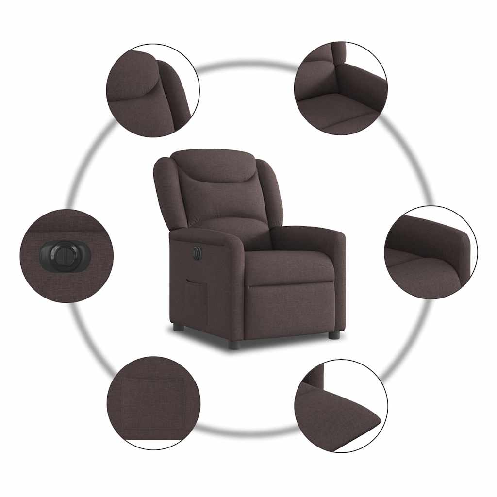Fauteuil inclinable électrique Marron foncé Tissu