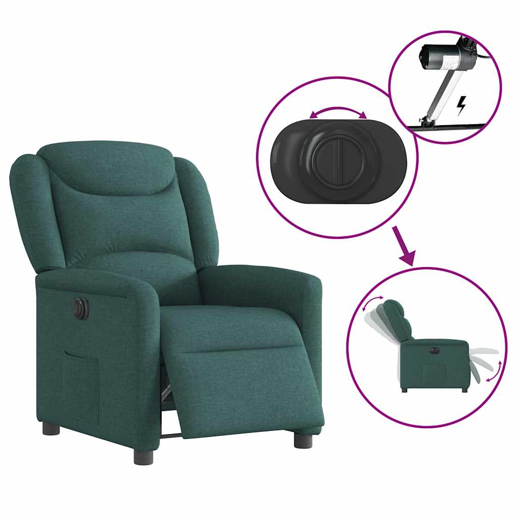 Fauteuil inclinable électrique Vert foncé Tissu