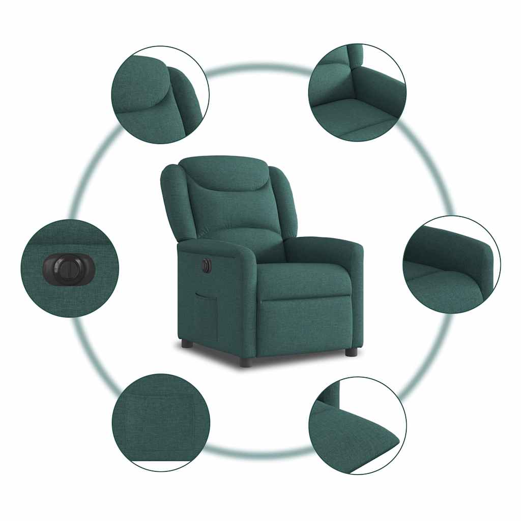Fauteuil inclinable électrique Vert foncé Tissu