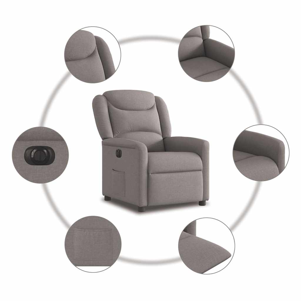 Fauteuil inclinable électrique Taupe Tissu