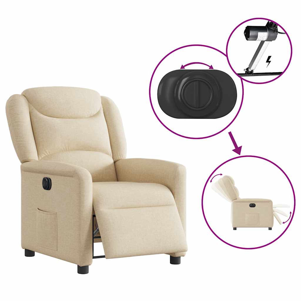 Fauteuil inclinable électrique Crème Tissu