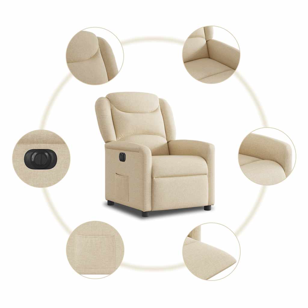 Fauteuil inclinable électrique Crème Tissu