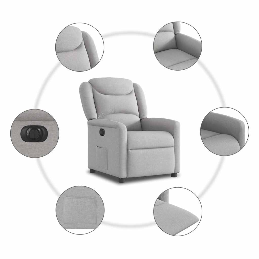 Fauteuil inclinable électrique gris nuage tissu