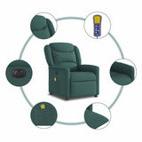 Fauteuil de massage inclinable électrique Vert foncé Tissu
