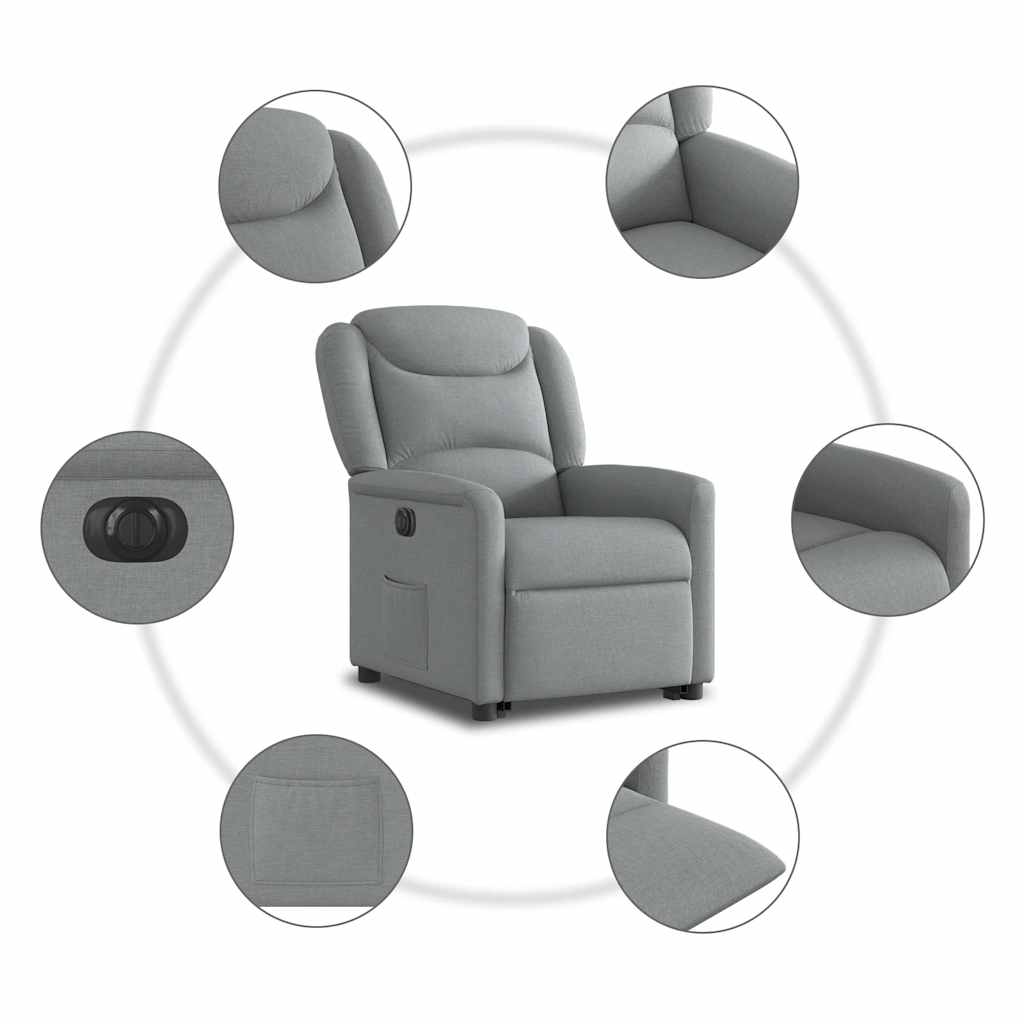 Fauteuil inclinable électrique gris clair tissu