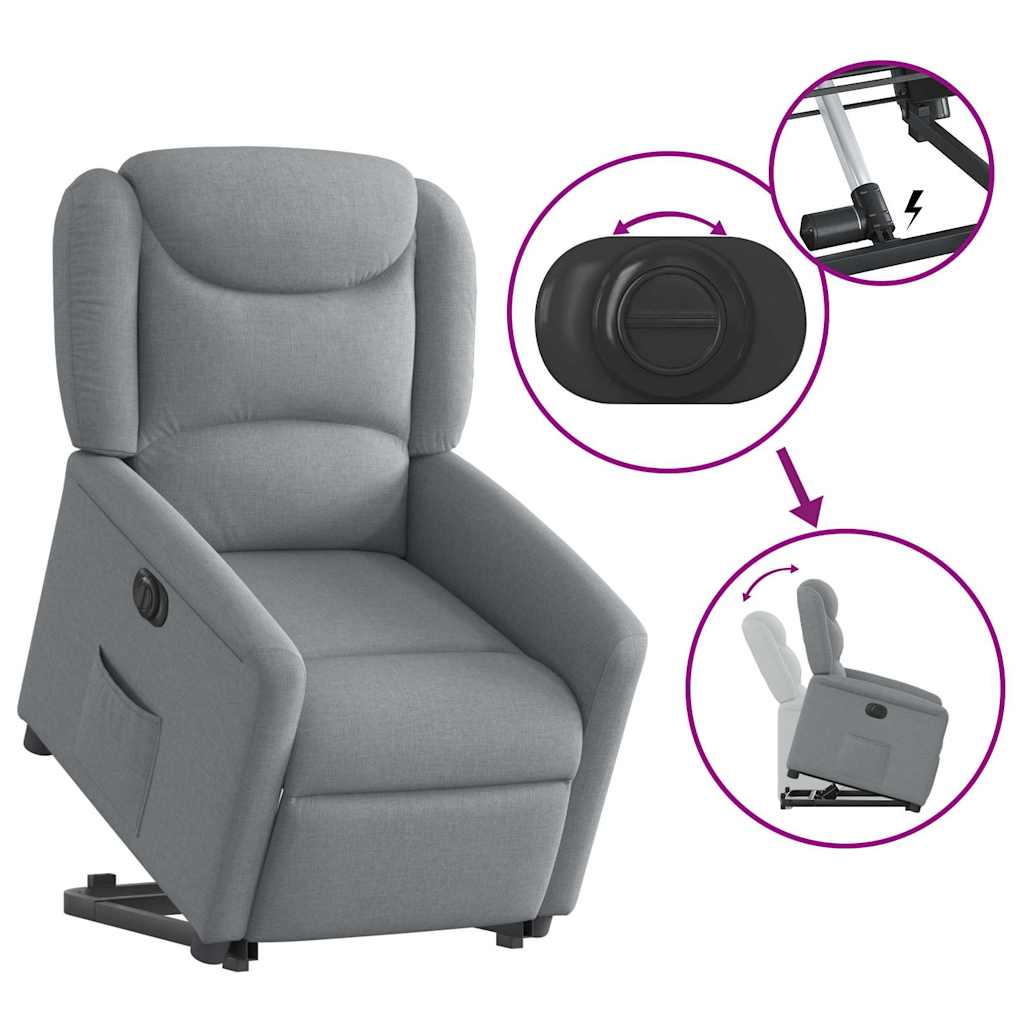 Fauteuil inclinable électrique gris clair tissu