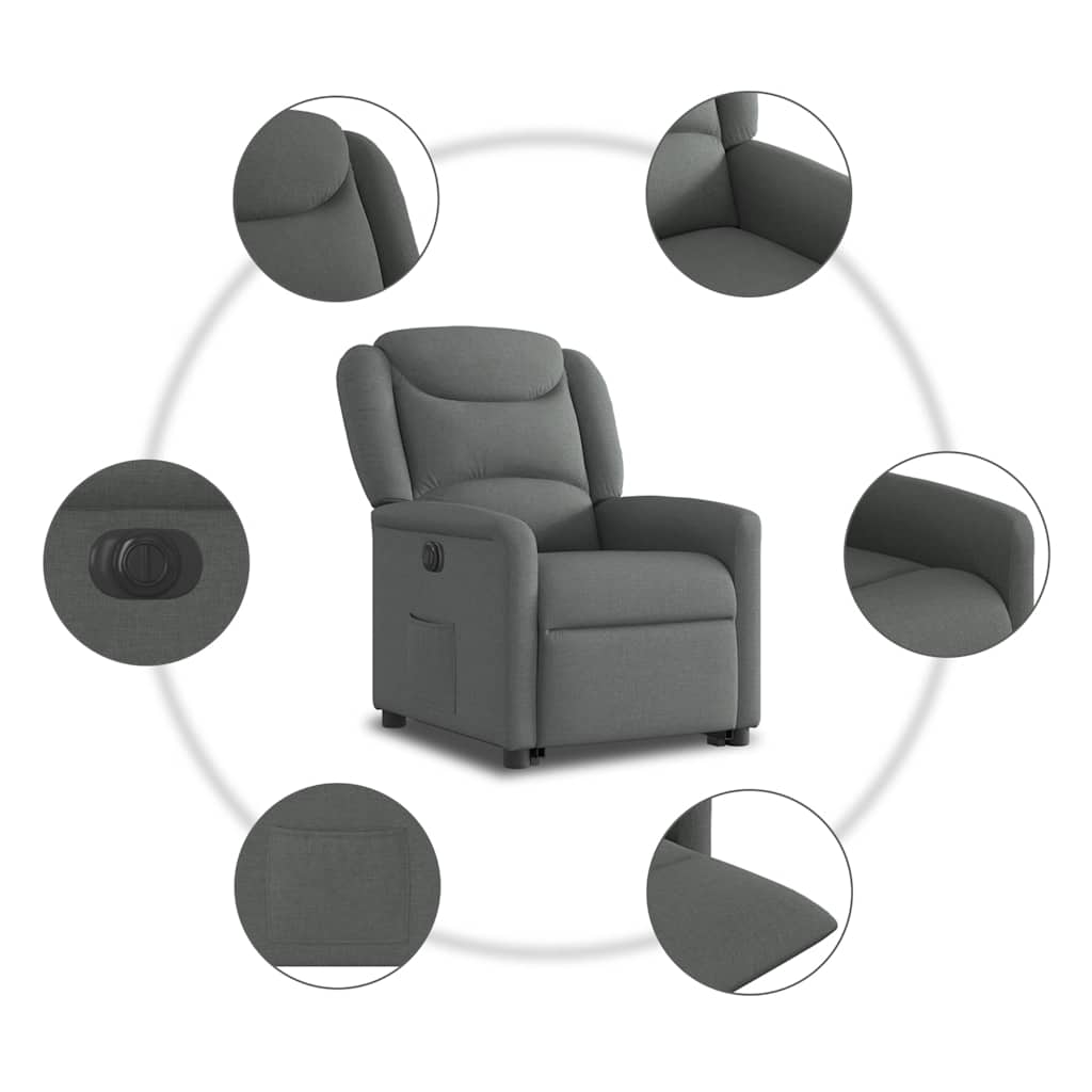 Fauteuil inclinable électrique gris foncé tissu