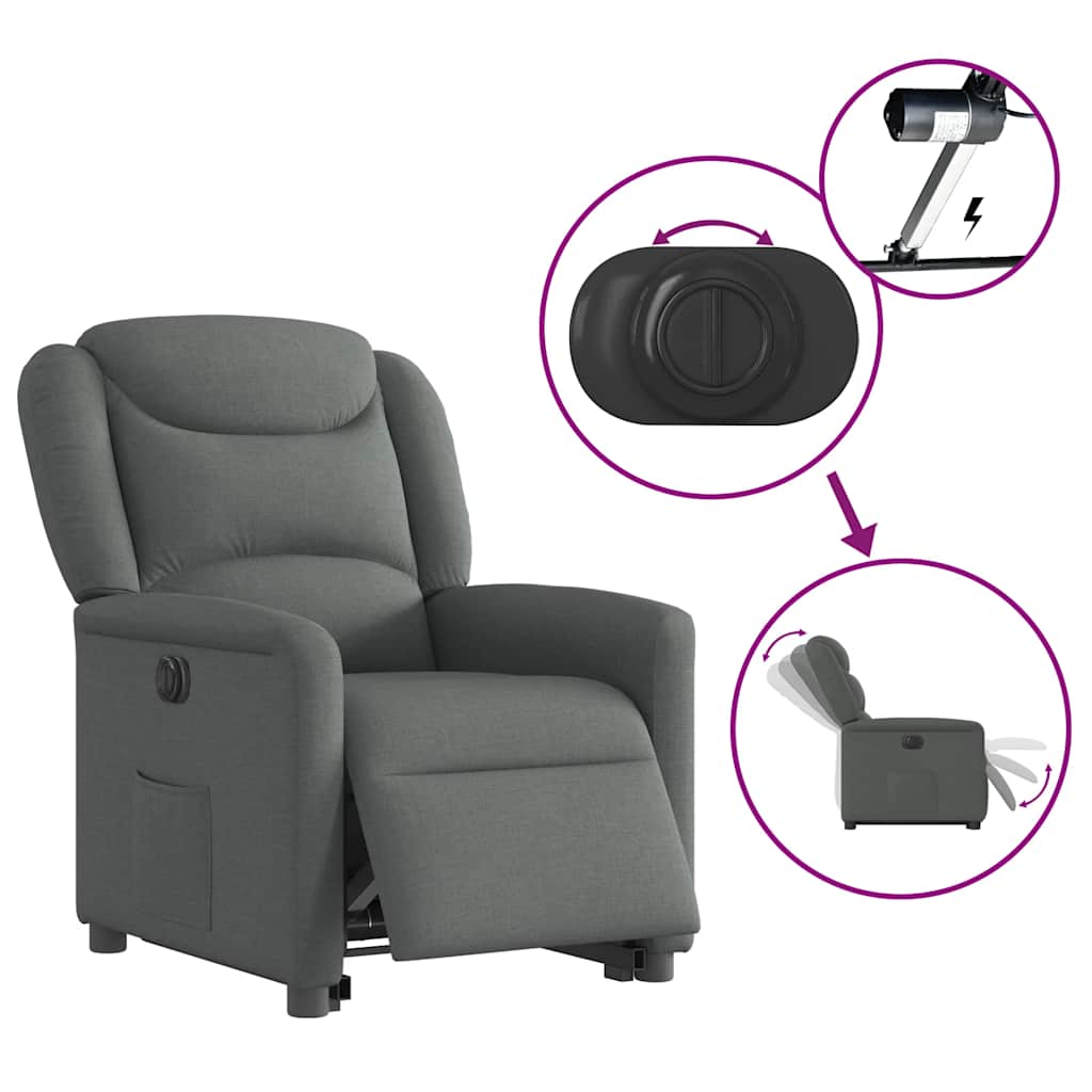Fauteuil inclinable électrique gris foncé tissu