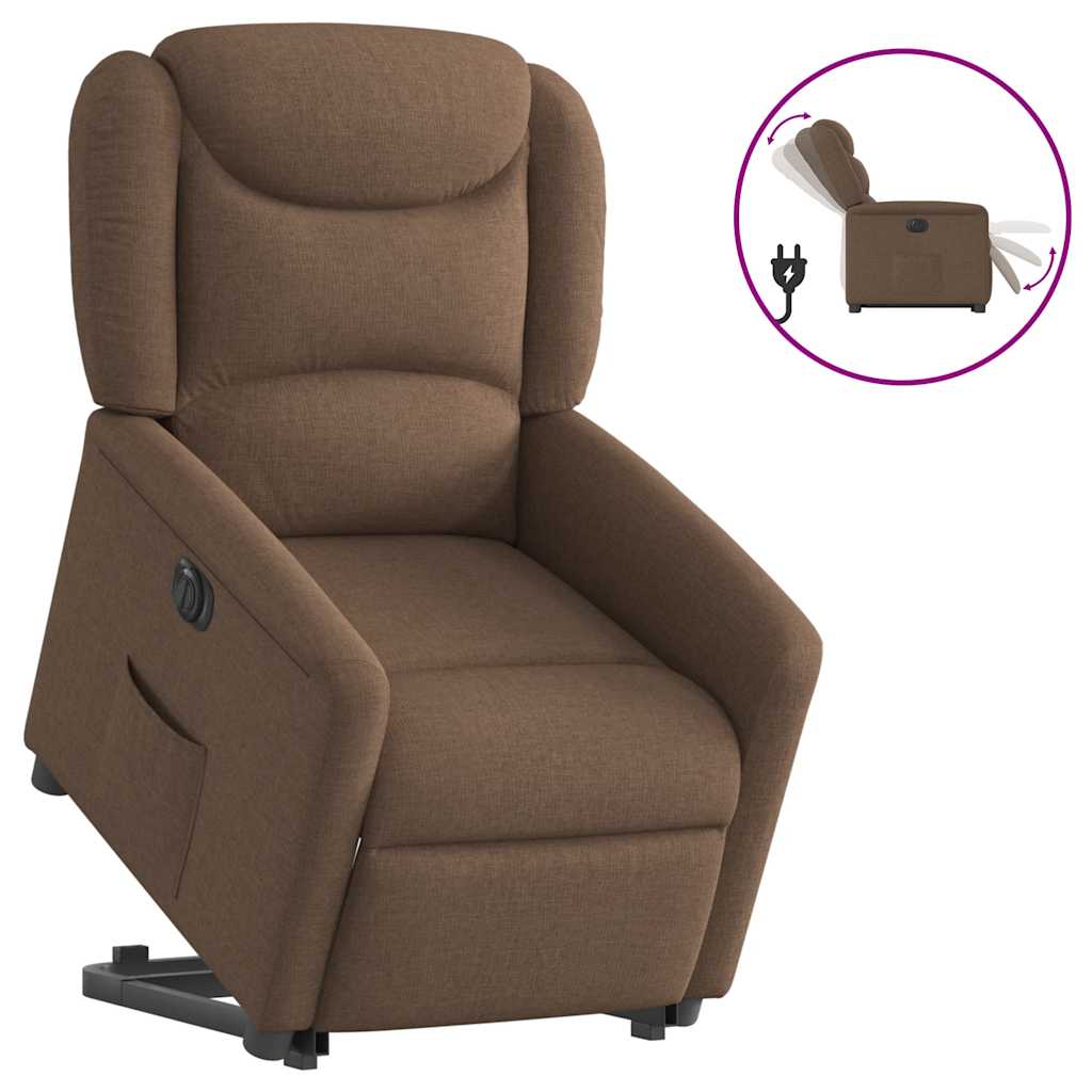 Fauteuil inclinable électrique marron tissu