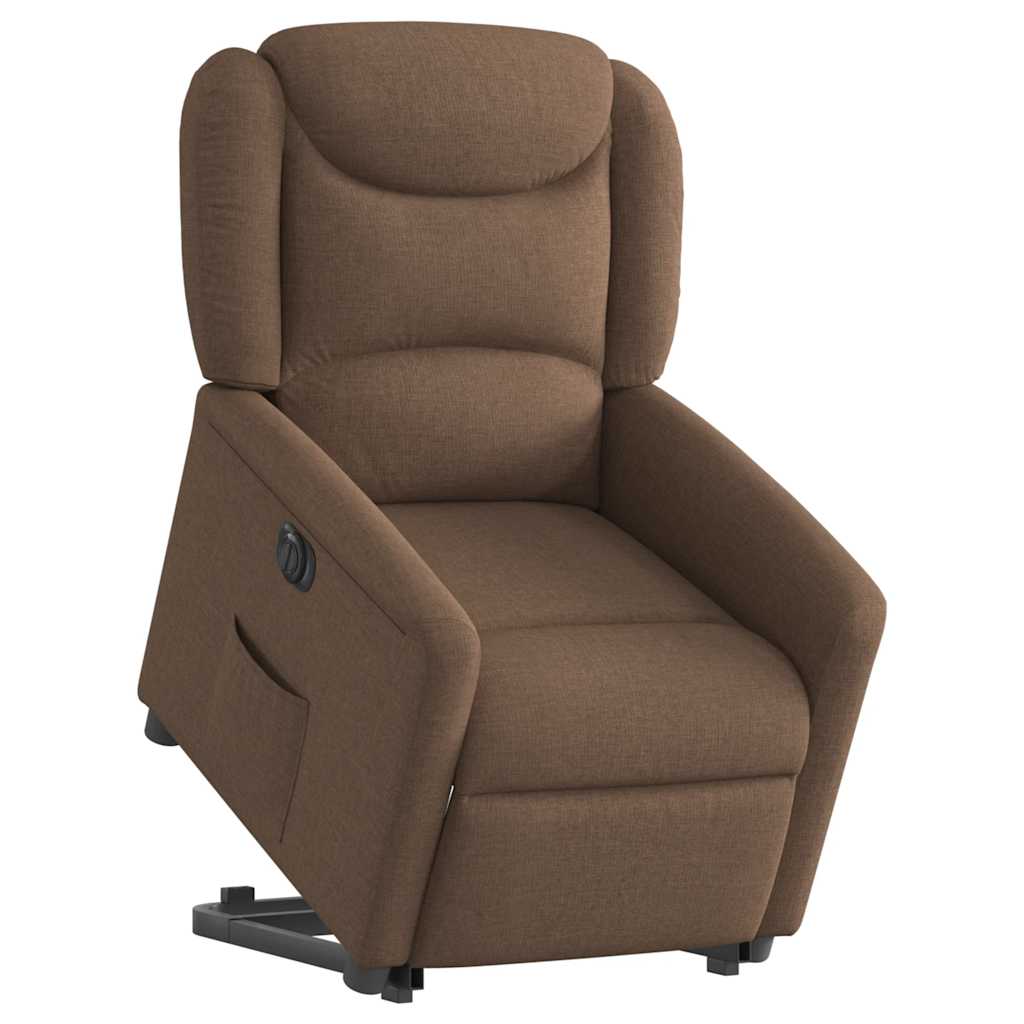 Fauteuil inclinable électrique marron tissu
