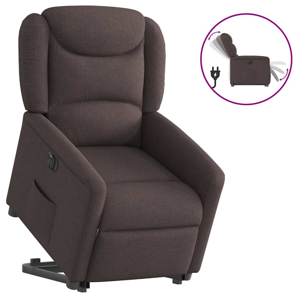 Fauteuil inclinable électrique marron foncé tissu