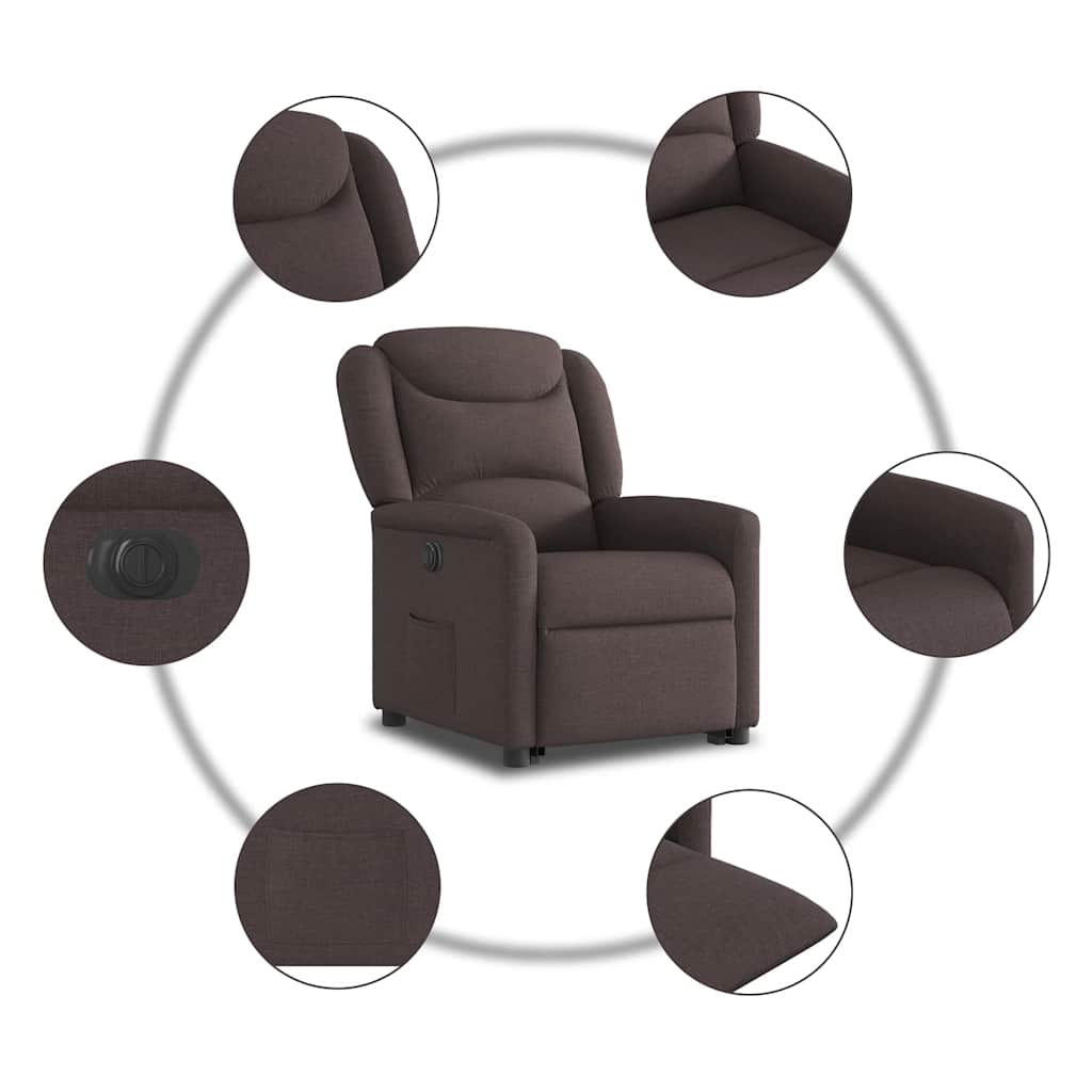 Fauteuil inclinable électrique marron foncé tissu