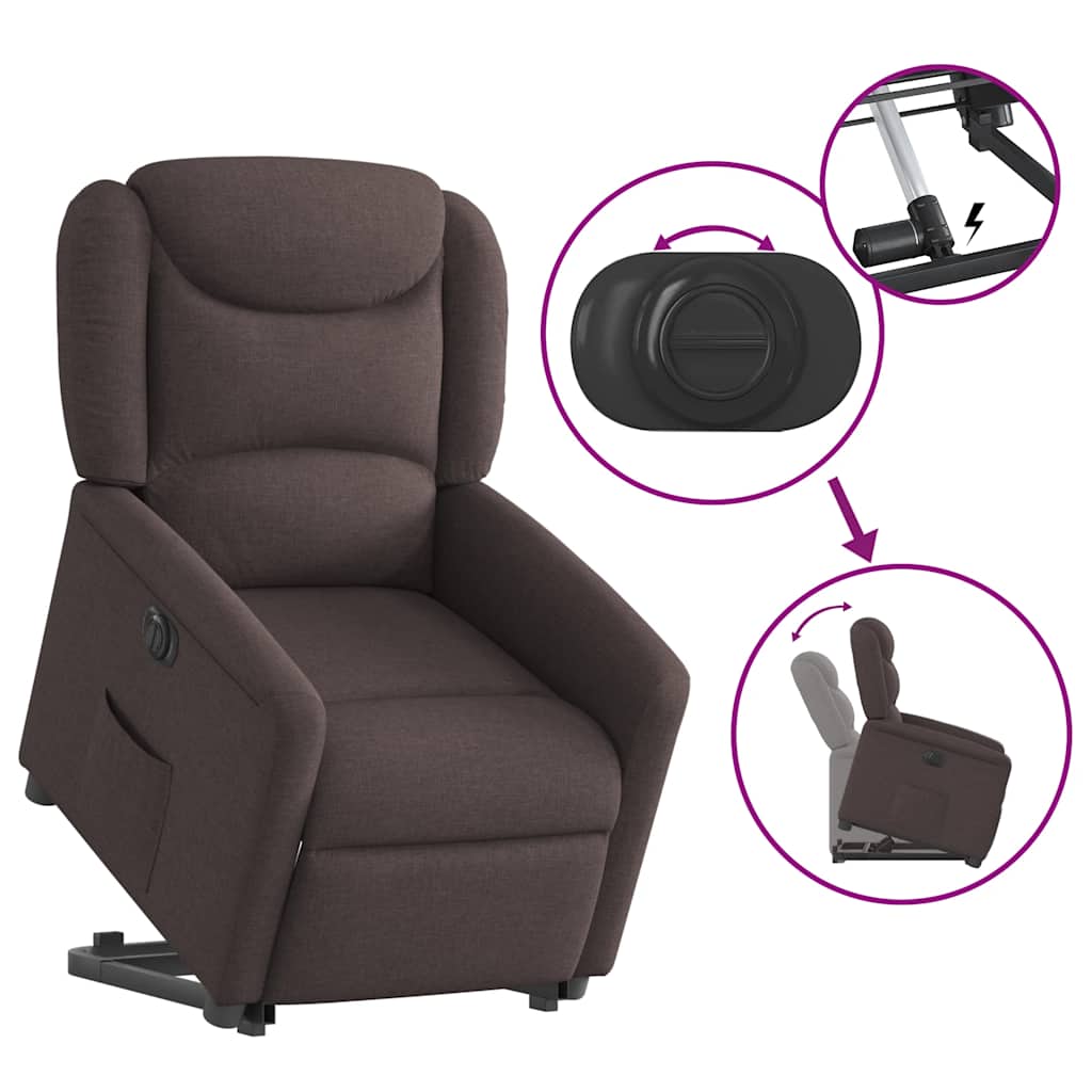 Fauteuil inclinable électrique marron foncé tissu