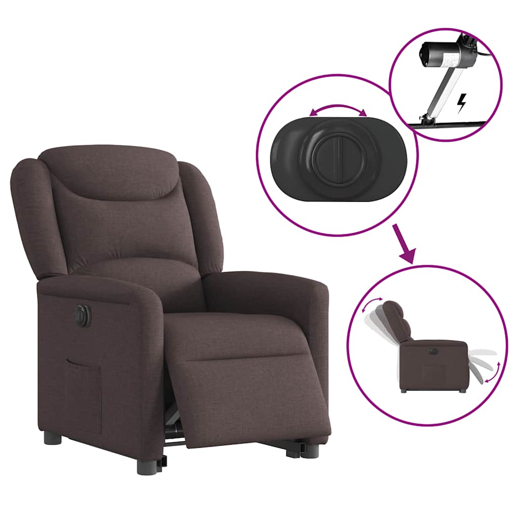 Fauteuil inclinable électrique marron foncé tissu