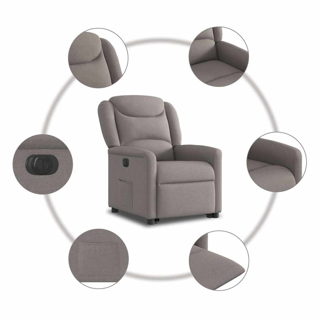 Fauteuil inclinable électrique taupe tissu