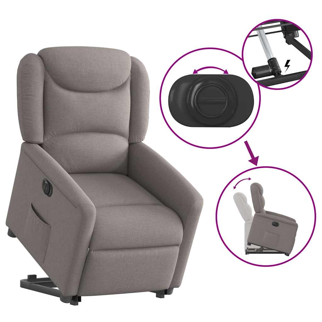 Fauteuil inclinable électrique taupe tissu