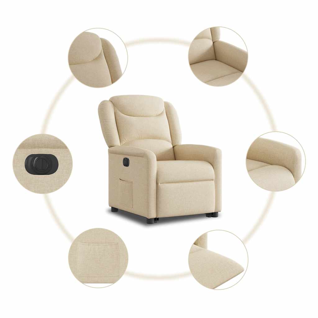 Fauteuil inclinable électrique crème tissu