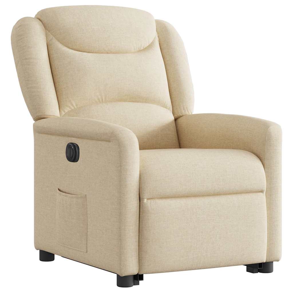 Fauteuil inclinable électrique crème tissu